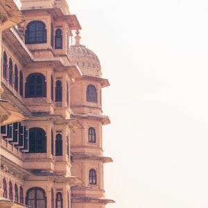 Stunning view of Udaipur City Palace's architectural facade in Rajasthan.